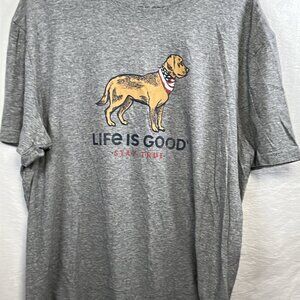 Life is Good Men's Crusher-Lite Stay True Dog Shirt XL Gray Fathers Day Gifting